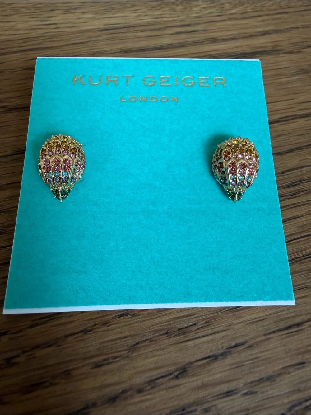Kurt Geiger Gold Multicolor Crystal Eagle Head Necklace & Earrings NWT
